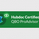 Green Hubdoc Certified QBO ProAdvisor logo on grey background